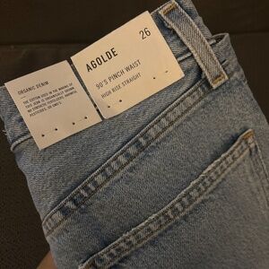 A Goldie 90s pinch waist high rise straight in soundwave size 26